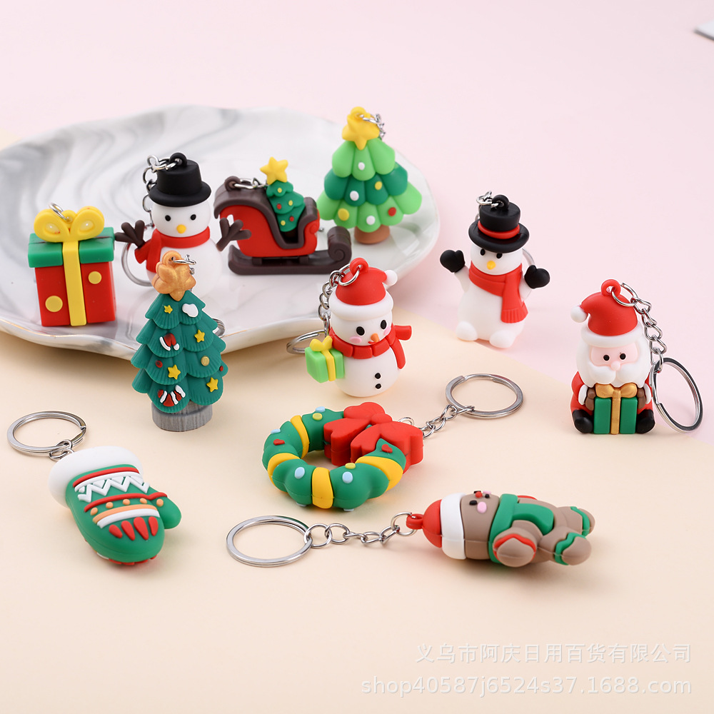 Kerst Keychain Party Favor gunst Men Women Paar Kuppel Key Ring Ornamenten Key Chain Xmas Gift