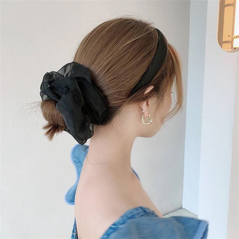 Organza Scrunchies Women Elastic Hair Band Korean elegant hästsvanshållare gummibandband hårtillbehör