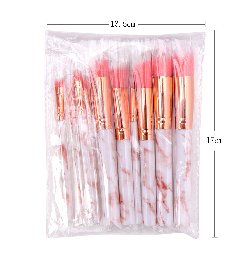 10 stks professionele marmeren make -upborstels zachte make -up borstel set foundation poeder schoonheid make -up tools