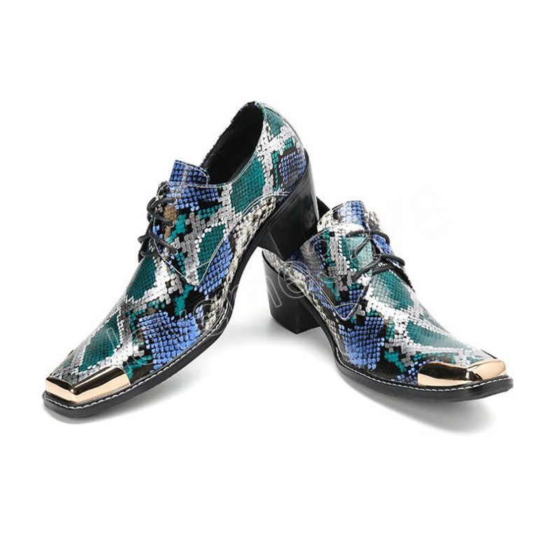 이탈리아 뱀 패턴 웨딩 맨 드레스 슈즈 신발 녹색 하이힐스 진짜 가죽 사업 남성 공식화 플러스 사이즈