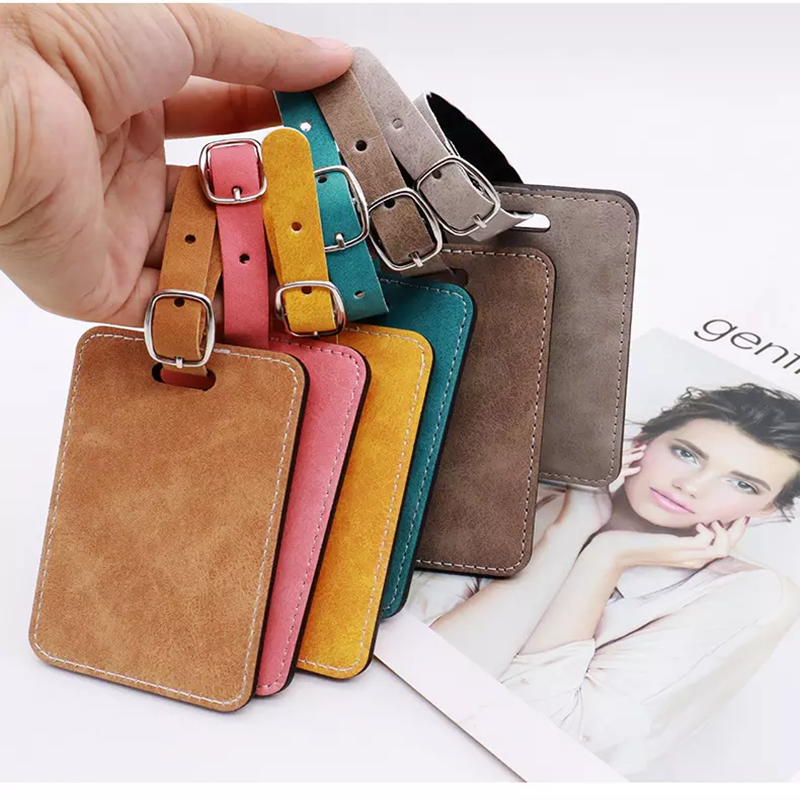 Sublimation Blank Colorful Luggage Bag Suitcase Name ID Address Tag Travel Accessories Double Sided PU Leather with Slots Strap tt1103