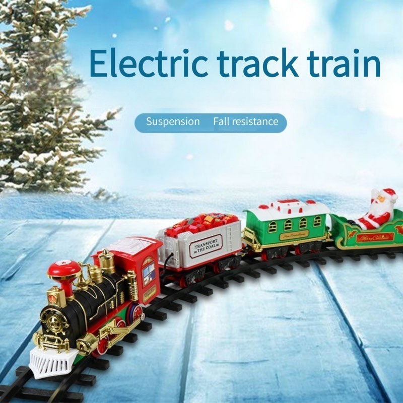 Diecast Model car Christmas Electric Rail Car Train Toy Children'S Railway Set Racing Road Assembly Transportation Building Blocks Xmas Gift 221103