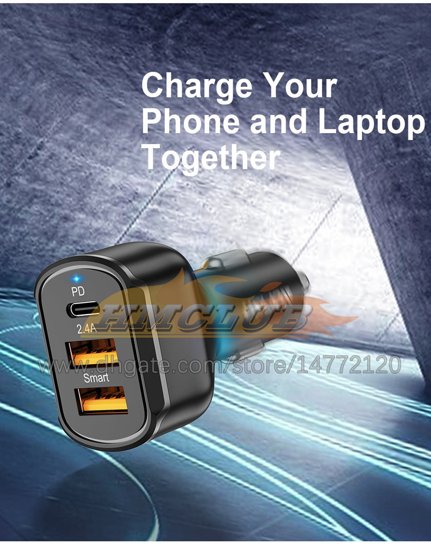 CC471 3 USB PD 자동차 충전기 휴대폰 충전기 iPhone Xiaomi 빠른 휴대용 충전기 자동차 휴대 전화 어댑터 충전