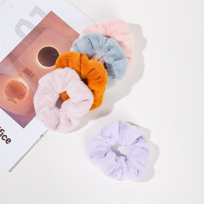 Cabelo macio quente Scrunchies Furry Elastic Hair Band Women Girls Ponytail Helder Hairs