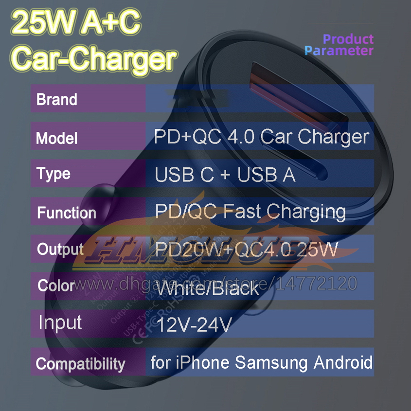 CC447 45W chargeur de voiture charge rapide QC4.0 USB Type C PD 25W double Port Mini chargeurs rapides automatiques pour Iphone 12 13 14 tablette Samsung