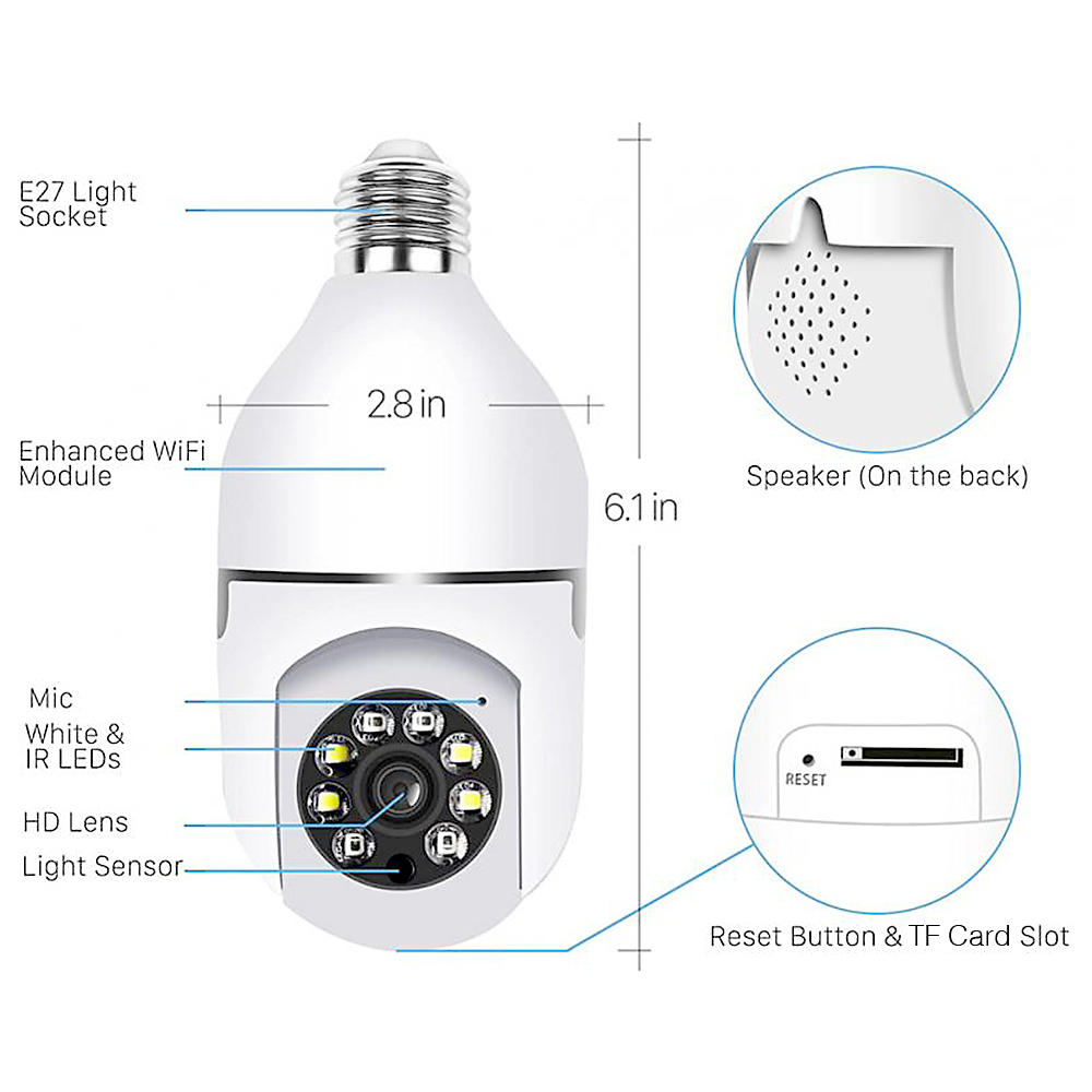 WiFi 360 ° panoramik ampul kamera 1080p gözetim kamerası kablosuz ev güvenlik kameraları gece görüşü iki yollu ses akıllı hareket algılama monitörü