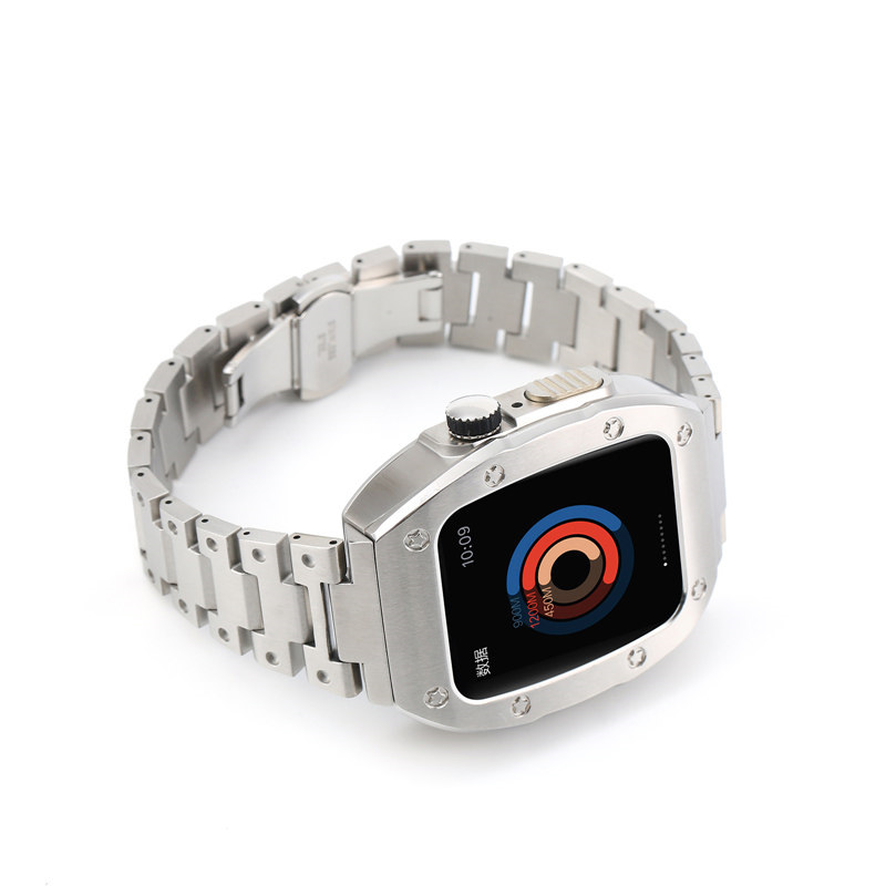 for Apple Watch Series 8 7 6 5 4 Luxurious Premium Stainless Steel AP Modification Kit Protective Case Band Strap Cover 44mm 45mm