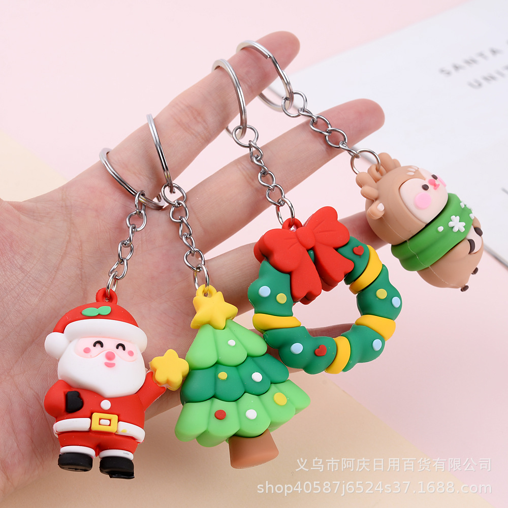 Kerst Keychain Party Favor gunst Men Women Paar Kuppel Key Ring Ornamenten Key Chain Xmas Gift