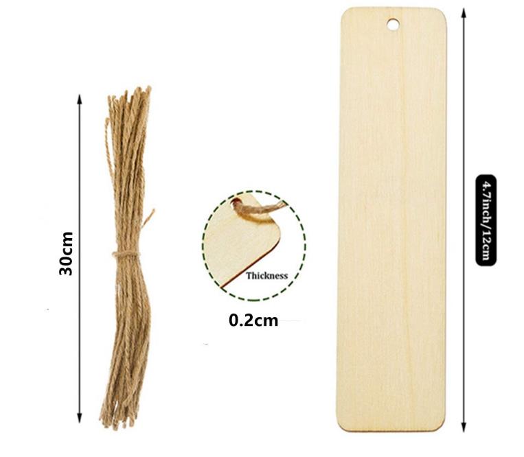 Blank Rectangle Wooden Bookmark Tags Unfinished Nature Wood Slice DIY Crafts Bookmark Garment Clothing Tag Gift Bags Hanging Label Decor SN5018