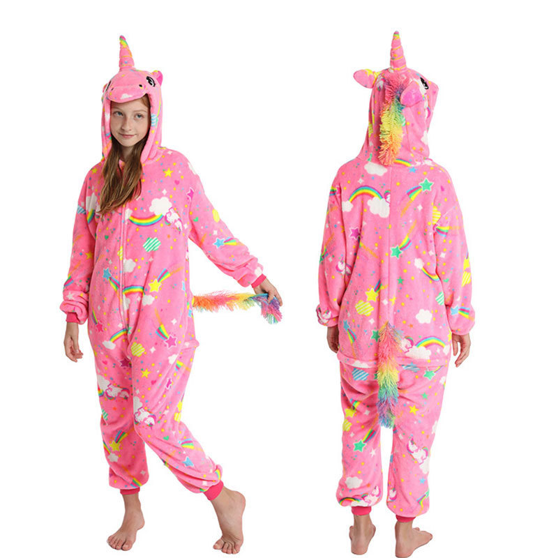 Комплекты одежды Зимние фланель мальчики девочки пижамы дети inesie gids unicorn kigurumi sleendwear кроличьи панда Licorne pajamas baby pijamas 221103