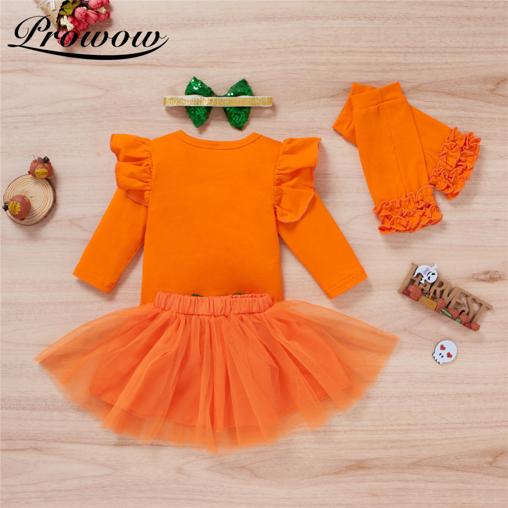 Set di abbigliamento Prowow Pumpkin Grimace Baby Costume di Halloween 4 pezzi nato BobysuitDress Set Festival Party Vestiti ragazze Abiti neonati 221103