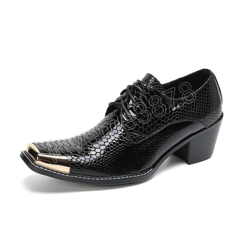 Italian Snake Pattern Wedding Men Dress Shoes High Heels Genuine