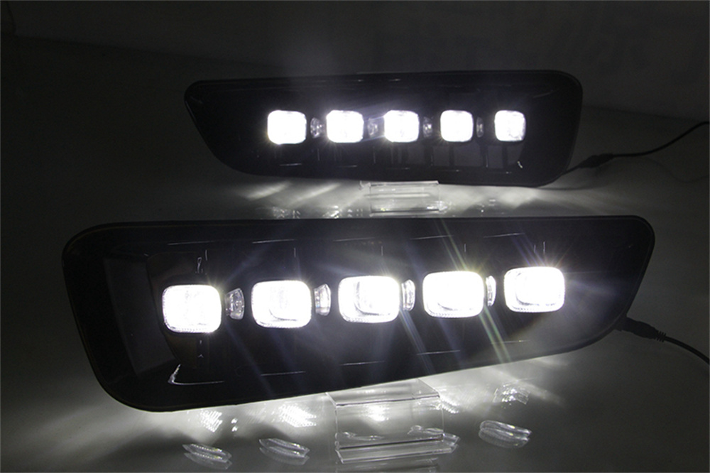 LED -dagtidsljusljus f￶r Ford F150 Raptor DRL Turn Signal Yellow Fog Lamp Auto Part