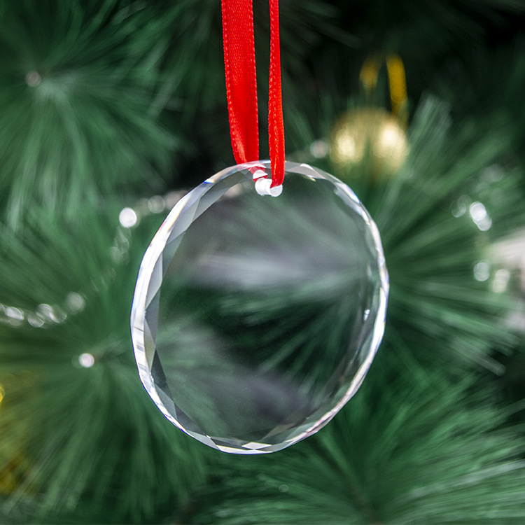 Christmas Ornament Clear Crystal Hanging Christmas Tree Pendant DIY Blank Decorative Home Decor 2023 New Year Gift