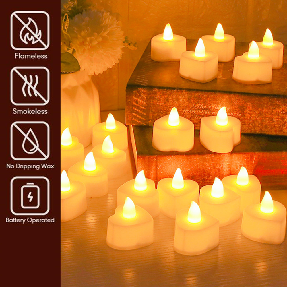 Candles Flameless Led Candle For Home Christmas Party Wedding Decoration Heart-shaped Electronic Battery-Power Tealight 221102