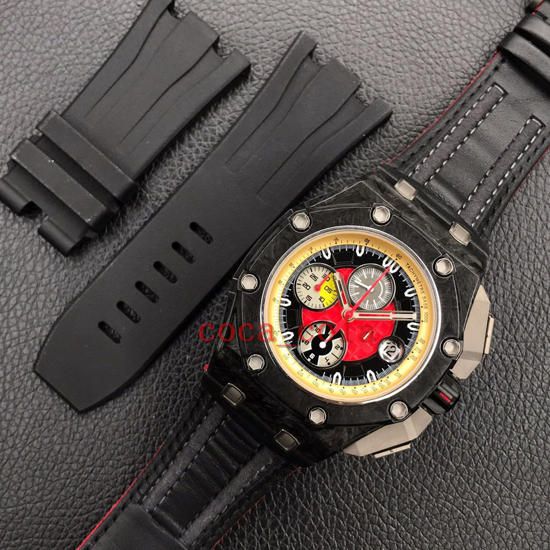 TOPQuality JF Maker Super Version Мужские часы с хронографом Workin 44 мм 26290 Углеродное волокно 18-каратного розового золота CAL 3126 Механизм Механический288F