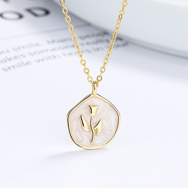 Floral Collection 100% 925 Sterling Silver Flower Pendant Necklace Women Jewelry Gift for Girlfriend