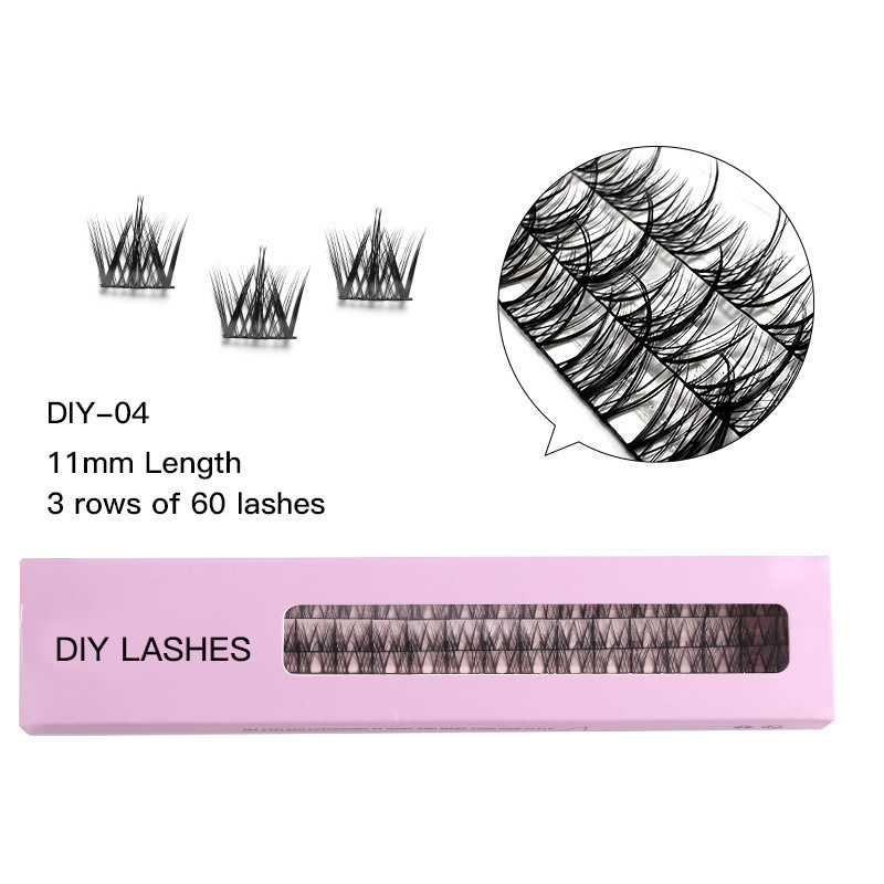 DIY 가짜 속눈썹 확장 재사용 가능한 전경 속눈썹 자연 두꺼운 십자가 개별 속눈썹 클러스터 가정용