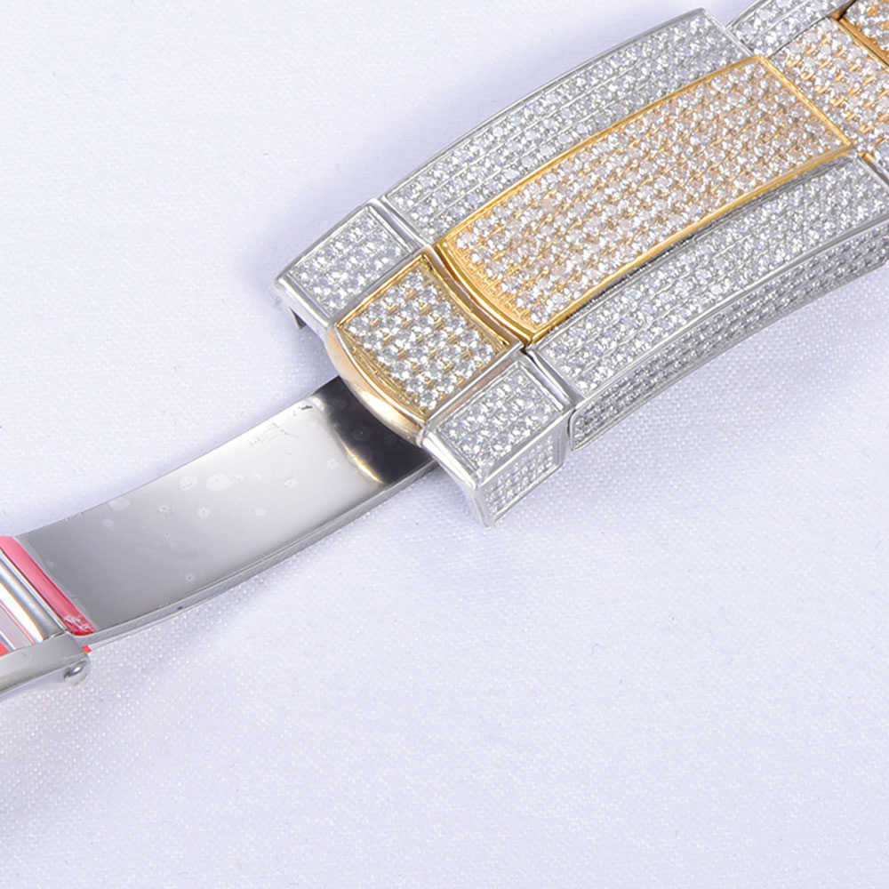 腕時計ダイヤモンドメンズウォッチオートマチックメカニカルウォッチ41mmとダイヤモンドがちりばめられたスチール女性ファッション腕時計ブレスレットモント262z