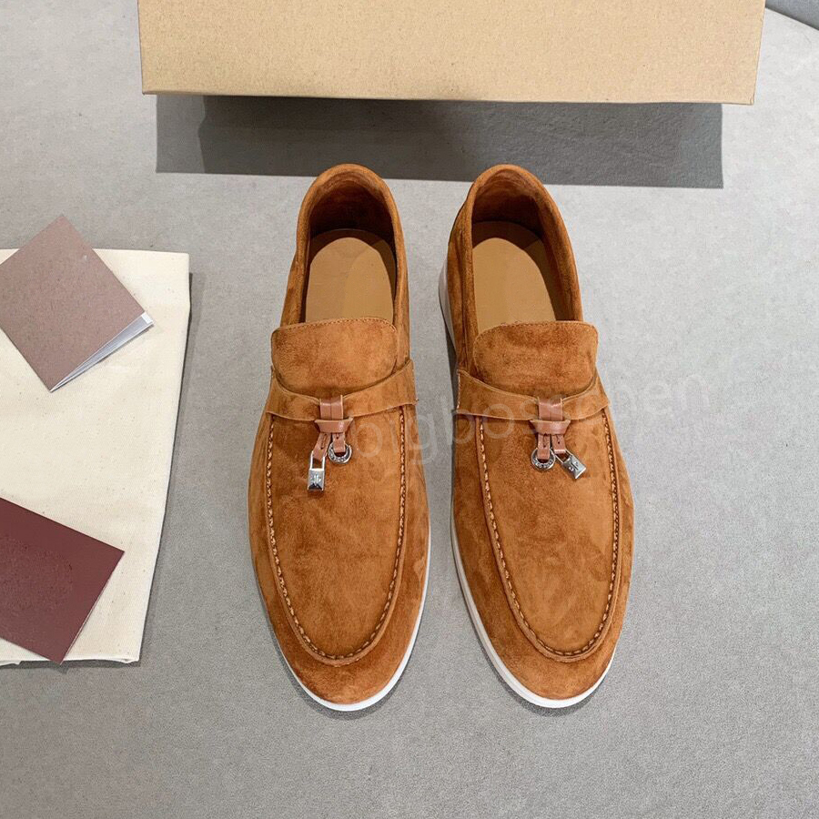 LP läder casual skor mocka promenad charms loafers womens män lyx designer loafers klassisk bekväm slil på lägenheter skor affärsklänningskor körskor 35-45