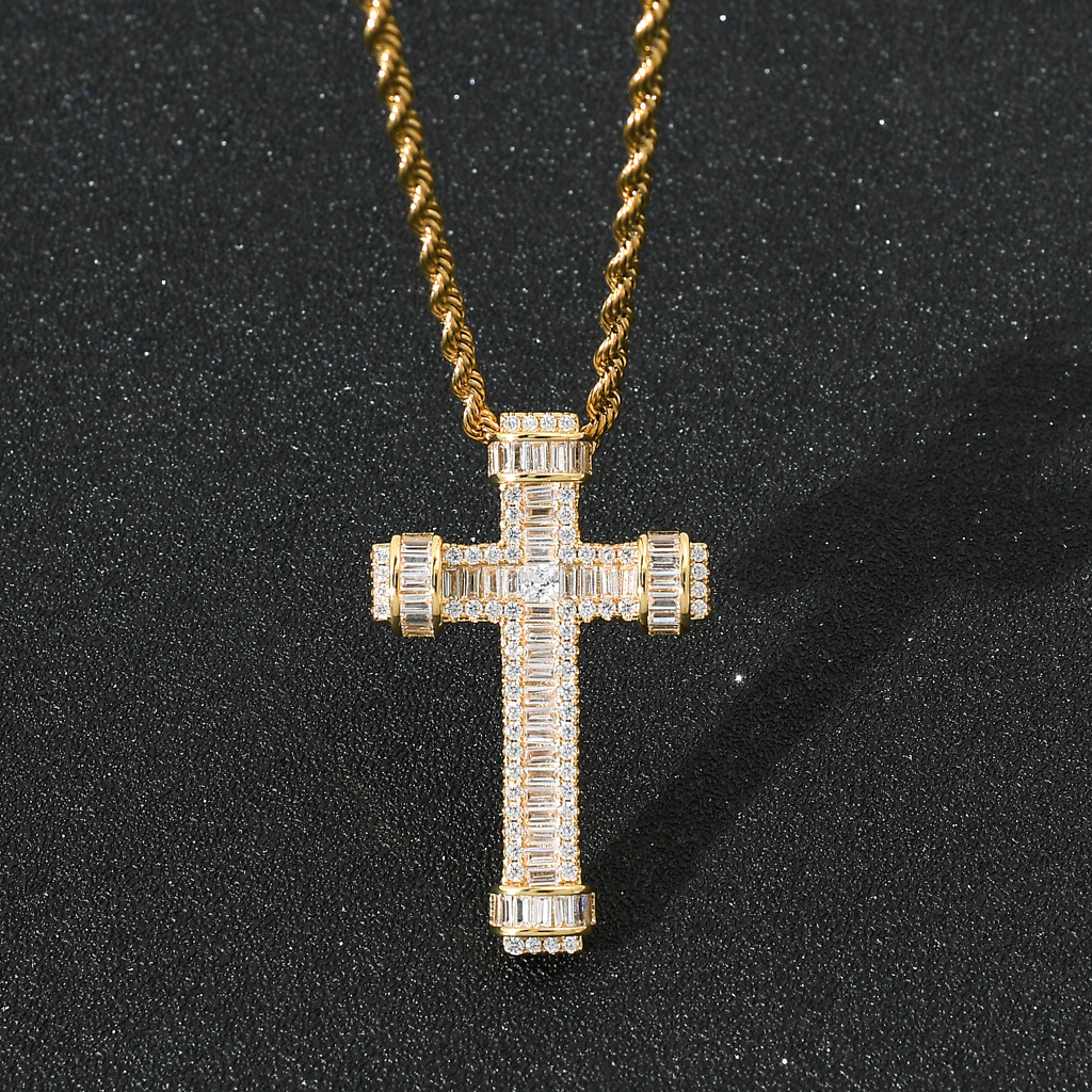 Crystal Cross Bling Wisiant Naszyjnik dla mężczyzn i kobiet oblodzony kwadratowy CZ Stone Cubic Cyrronia Personalizowana hip hop punk rock raper klubowy prezenty biżuterii dla facetów