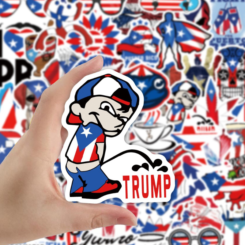 50 Stücke Cartoon Puerto Rico Nationalflagge Aufkleber Graffiti Kinder Spielzeug Skateboard auto Motorrad Fahrrad Aufkleber Aufkleber Großhandel