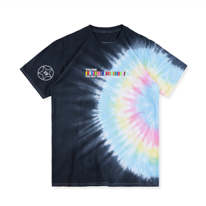 Men's T-Shirts European and American INS Rap Tie Dye Short Sleeve Graffiti Fashion T-shirt Women's Summer Tee 100% Cotton