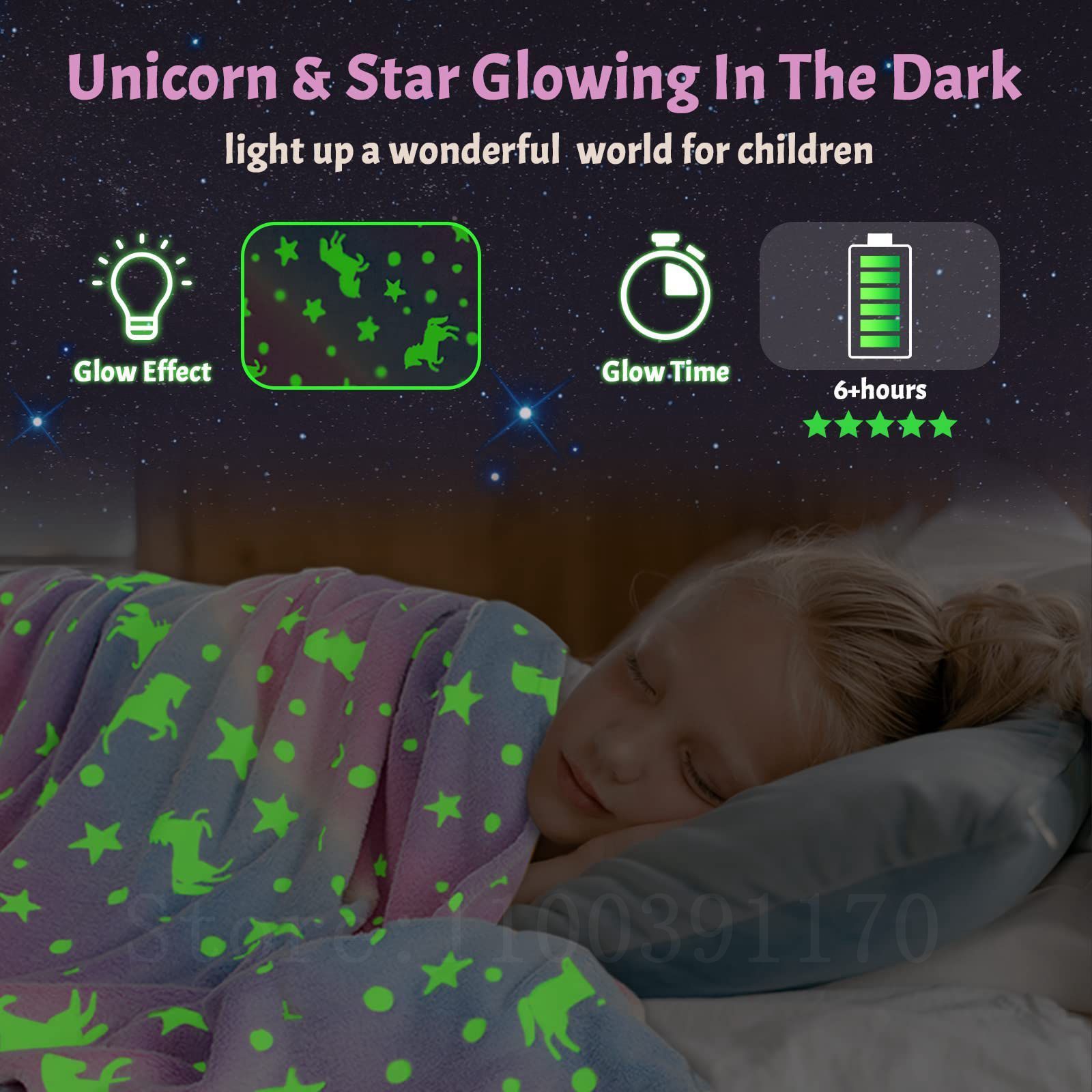 Couvertures Swaddling Glow in Dark Throw Licornes Lumineuses pour Filles Garçons Cosy Fleece Soft Plush Enfants Flanelle Rainbow 221103