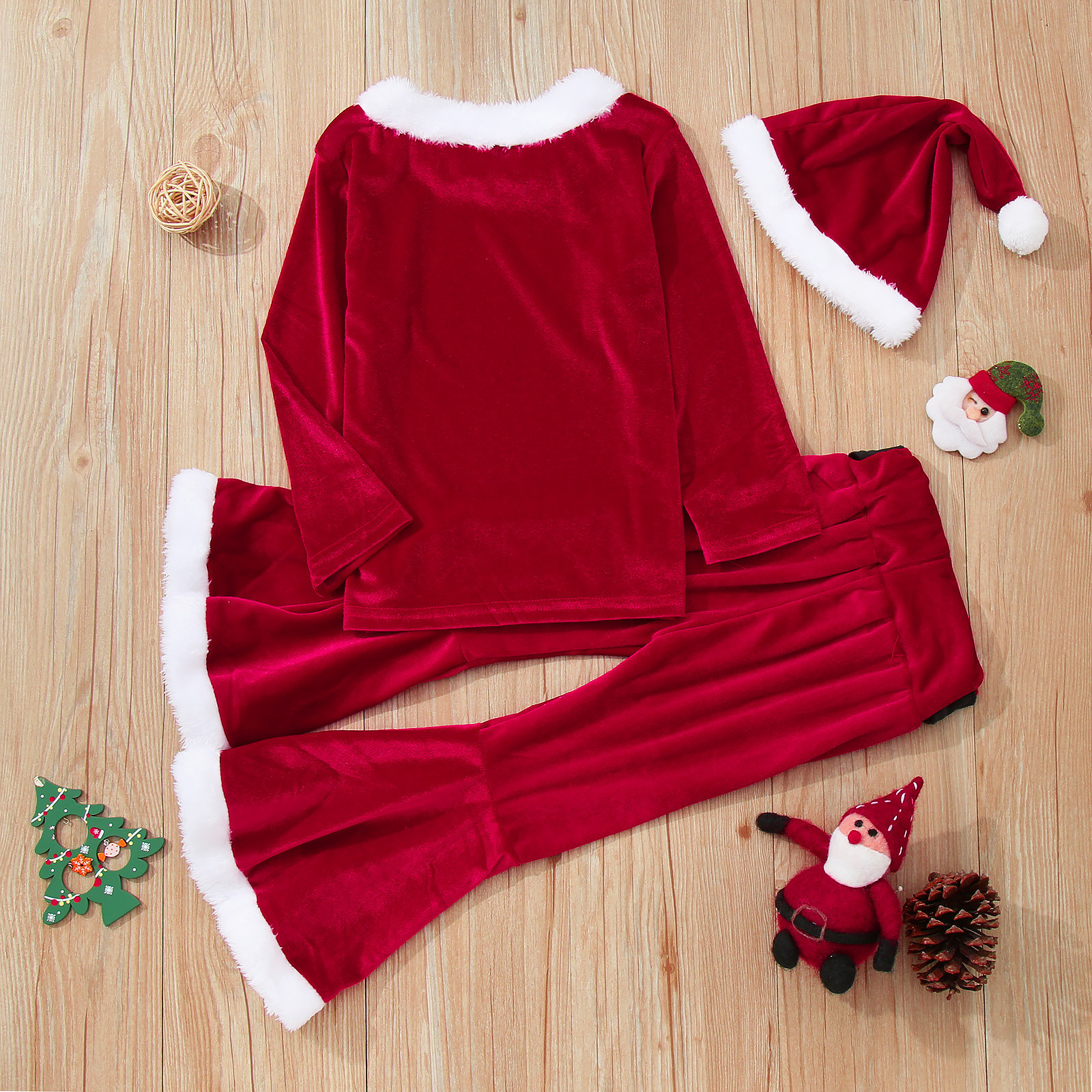 Kläduppsättningar Småbarn Girls Xmas Costume For Year Kids Clothes Set Tops Belt Pants Hat Baby Christmas Outfit 221103