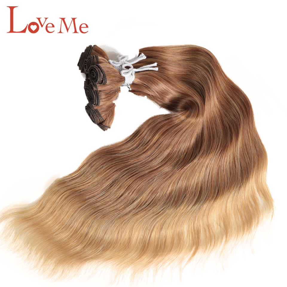 Hair pieces LOVE ME Natural Wave Bundles Wavy Synthetic Extensions Ombre Blonde Weave /Pack 20 inch 221103