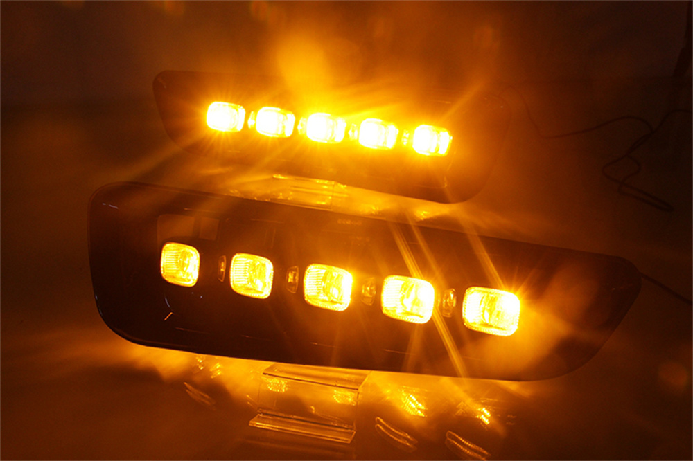 LED -dagtidsljusljus f￶r Ford F150 Raptor DRL Turn Signal Yellow Fog Lamp Auto Part