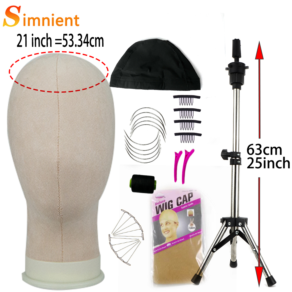 Wig Stand Training Mannequin Head Canvas Block Display Styling Manikin med T -stiftstativ och mössor för att göra S 2211035128487