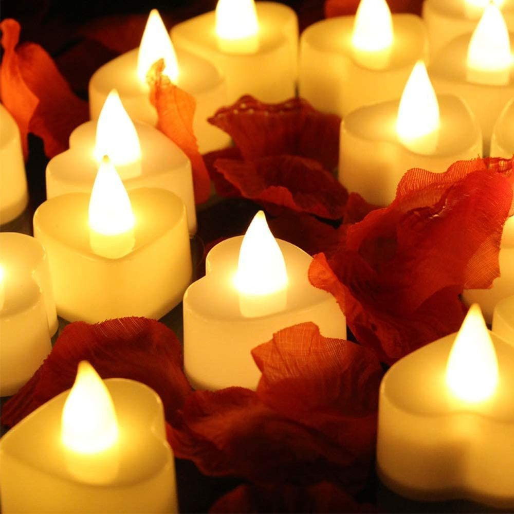 Свечи 24 шт. Бесплатная светодиодная свеча для домашней рождественской вечеринки свадебная украшение в форме сердца электронная батарея Tealight 221102