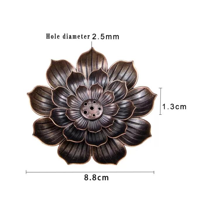 Esundos domésticos 2 em 1 Creative Incense Stick Stick Home Decoration Alloy Lotus Line incense Burner Metal Crafts Metal Sandalwood Base de bobina vermelha Bronze