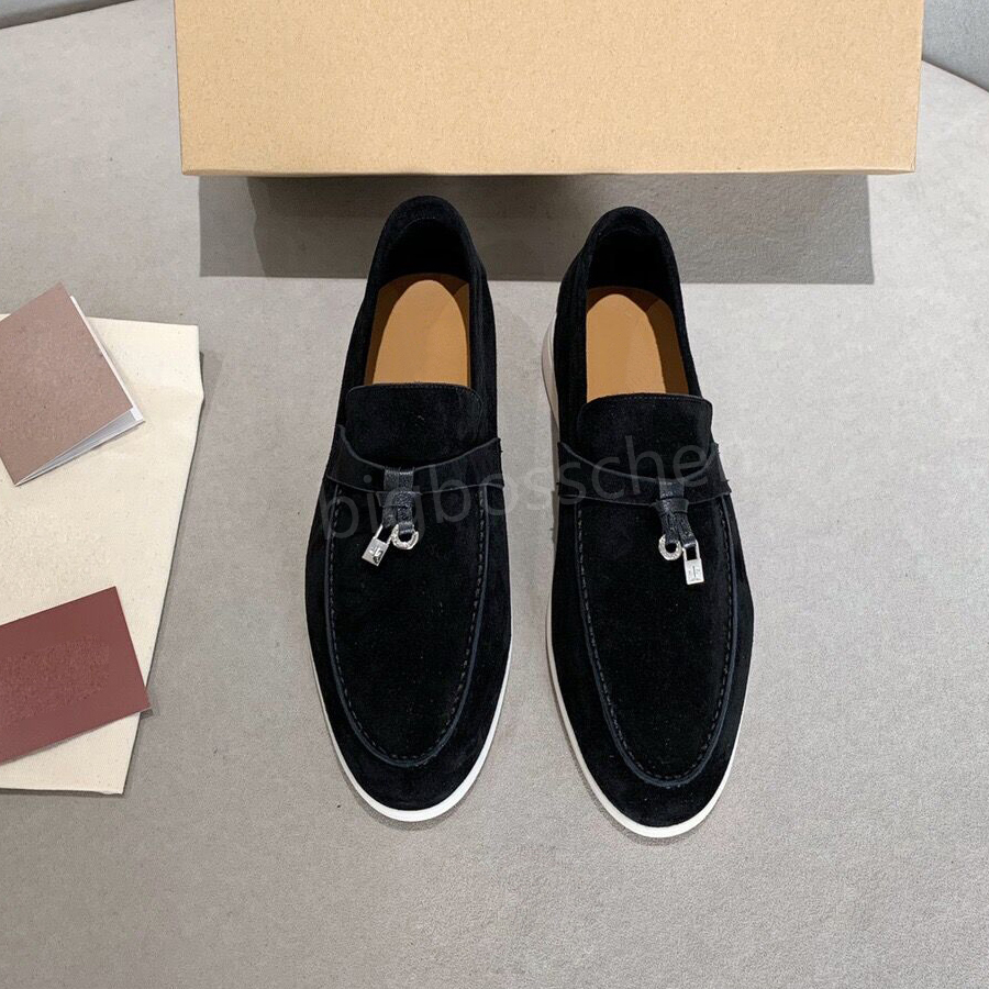 LP läder casual skor mocka promenad charms loafers womens män lyx designer loafers klassisk bekväm slil på lägenheter skor affärsklänningskor körskor 35-45