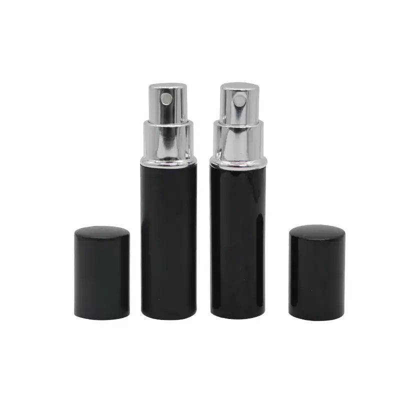 Mini flacon pulvérisateur Portable noir, 5ML, 10ML, vide, rechargeable, atomiseur de parfum, accessoires de voyage, 100 pièces