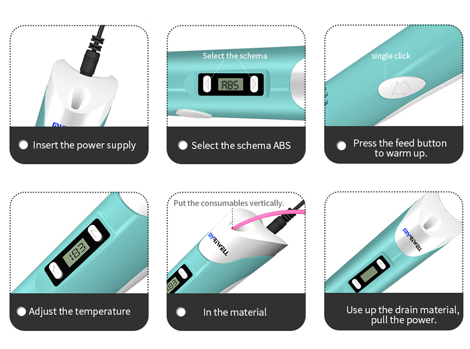 3D-printer voor kinderen DIY 3D-printpen met 3 kleuren ABS / PLA-filamentspeelgoed voor kerstverjaardagscadeau