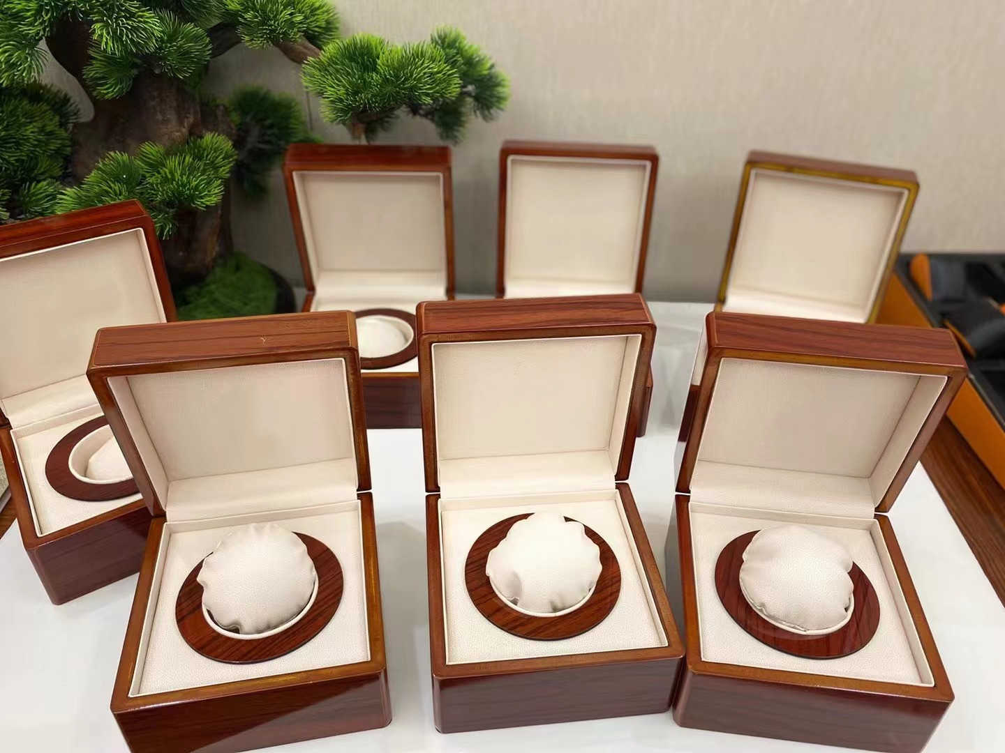 High boxes square wooden watch box brochure paper ribbon gift bag for many watches logo boxes281P