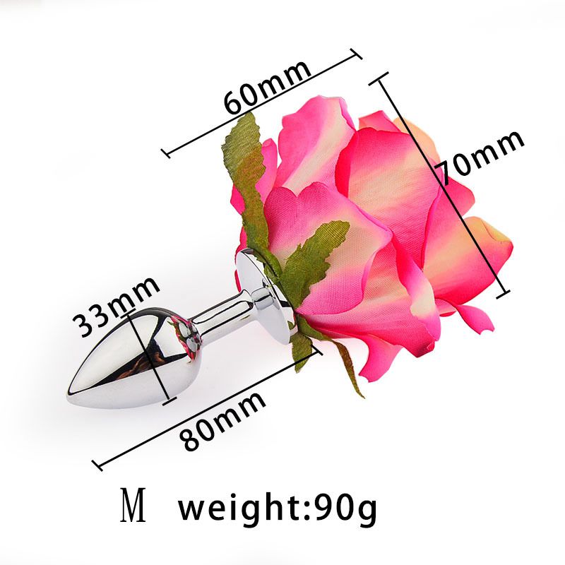 男性と女性のためのバラの花の肛門プラグマスターベーターステンレス鋼のお尻のおもちゃ前立腺マッサージ