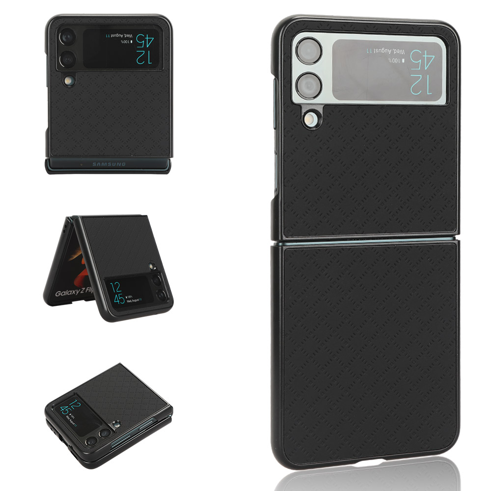 Étuis de téléphone pour Samsung Galaxy Z Flip 4 3 Funda motifs carrés autocollant PU cuir housse en plastique