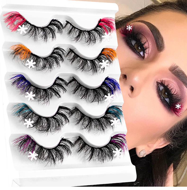 Tthick curly contlful false eyelashes with Snow Christmas Edition Resable MultiLayer Mink Mink Fake Lashes Full Strip Lash Extensions Makeup