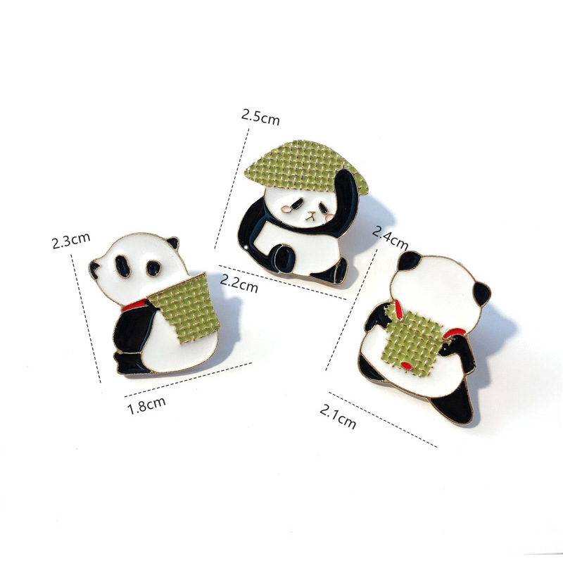 Cartoon Panda Brooch Cute Animal Alloy Badge Schoolbag Pencil Bag Decoration Supplies