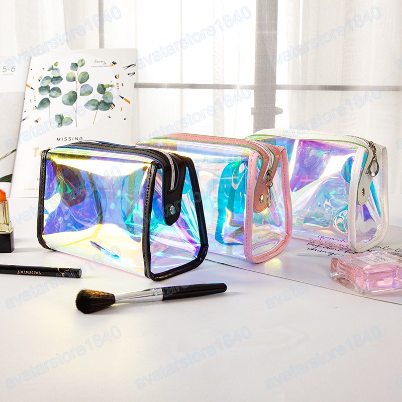 TPU Laser Magic Color Bag cosmético Saco de maquiagem à prova d'água Bolsa de higieness Bolsa de saco de batom de batom Sacos de armazenamento