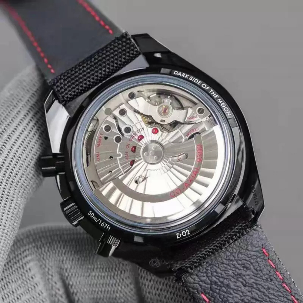 NYA MENNS Titta på JHF 4 Styles 44 25mm Moonwatch 9300 Automatisk rörelse Kronograf Tygläderband Mekaniska herrar Klockor286c