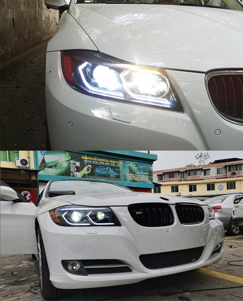 Bilstyling Front Lamp för BMW E90 Strålkastare 2005-2012 320i 318i 323i 325i E90 Strålkastare DRL HID Bi Xenon Beam Accessories213J