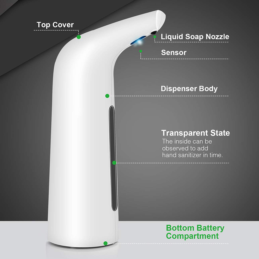 Distributeur de savon liquide 400ML, automatique, mains libres, désinfectant sans contact, capteur de salle de bains et cuisine 221103