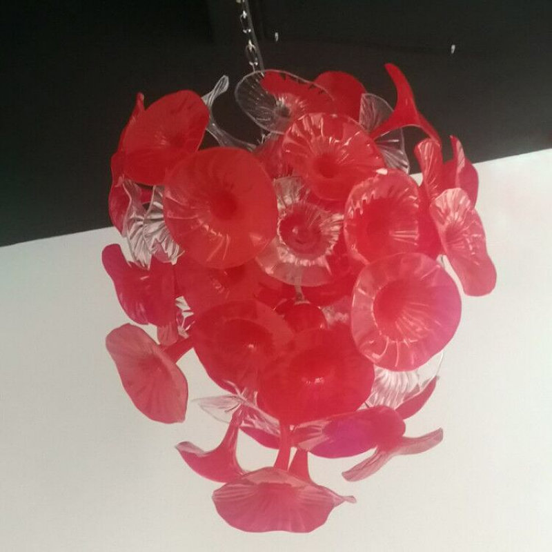 Elegante kunst LED hanglampen Bloemvorm Rode kroonluchters CE UL Certificaat Handgeblazen glas Kroonluchter verlichting Hangende kristal kroonluchters LR1372
