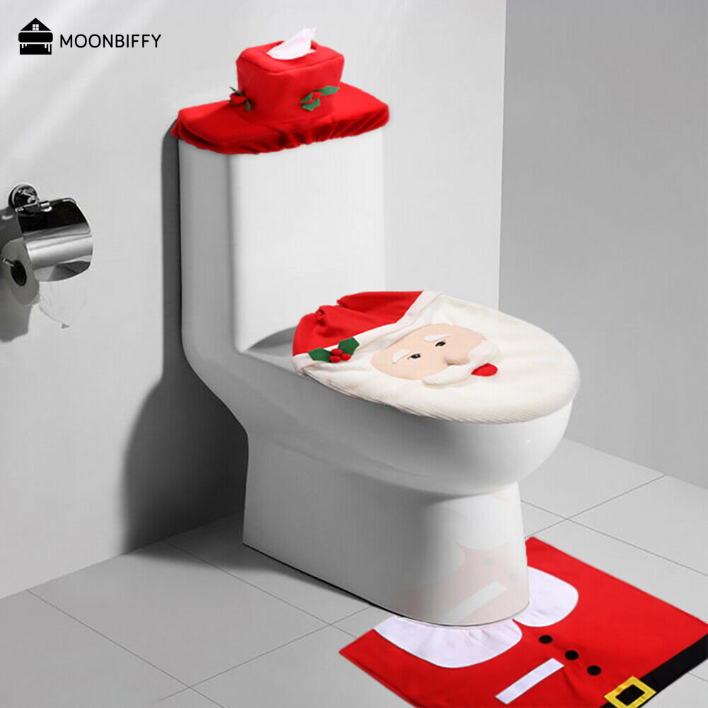Toilet Seat Covers set Christmas Santa Clause Pattern Home Case Bathroom Decoration 221103