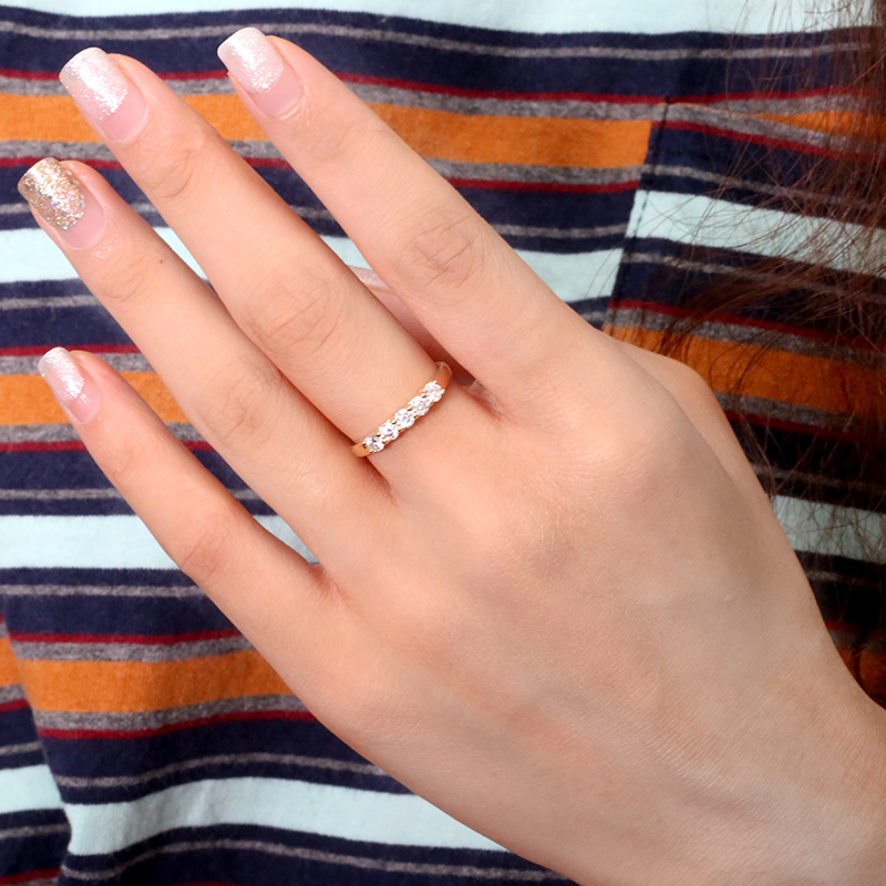 Solitaire Ring AEAW 14K Vitt guld 0,1ct 3mm Totalt 0,5CTW DF Round Cut Engagement Wedding Lab Grown Diamond Band f￶r kvinnor 221103