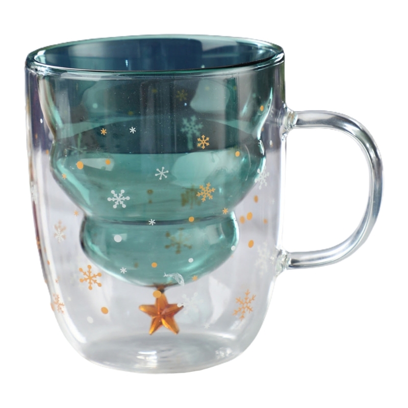 créatif nouveaux gobelets résistant à la chaleur Double paroi tasse en verre tasse à café avec couvercle mignon cadeaux de noël SS1104